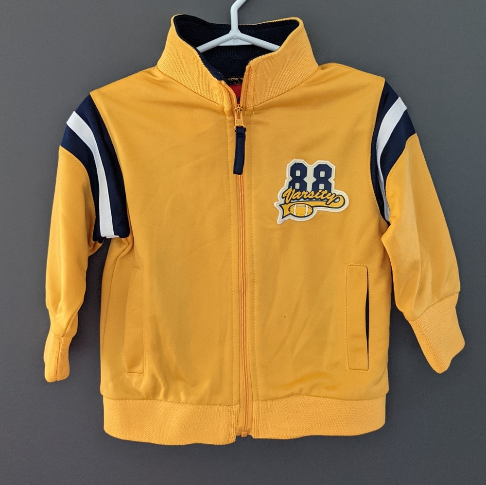 Yellow zip up track jacket style sweater